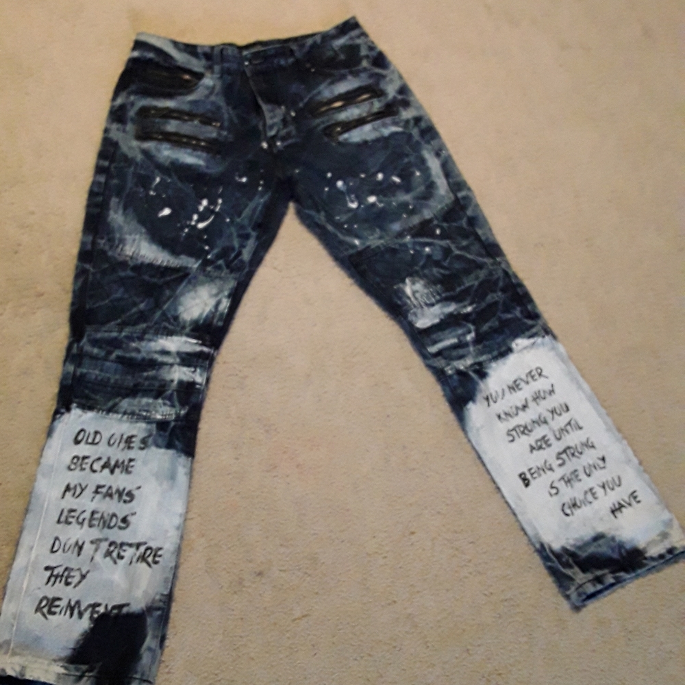Acid wash pants by BLACK. 36 waist/32 length. Blue